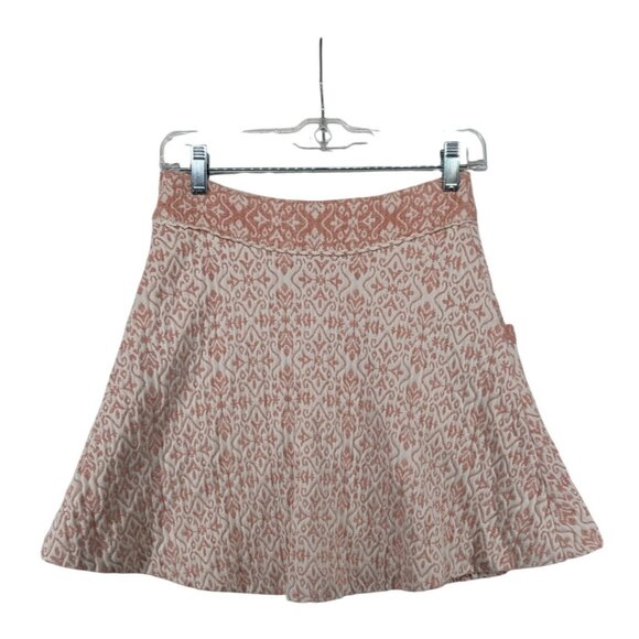 Free People Mini Skirt Sz 4 Brocade Tapestry Skater Pink Pockets Spring Easter - Picture 2 of 9